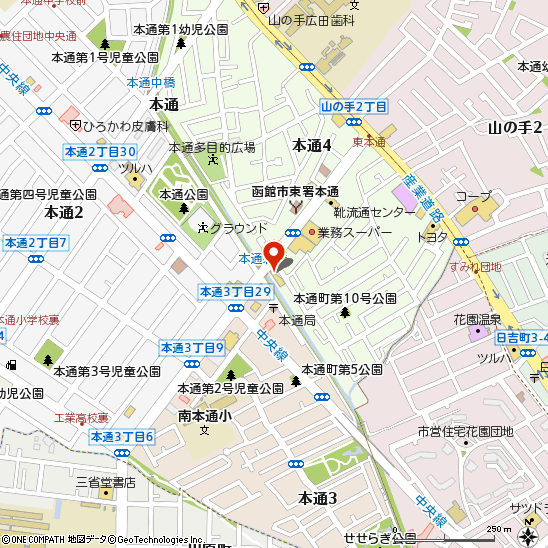タイヤ館函館本通付近の地図